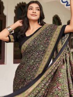 Black Crepe Silk Digital Print Saree